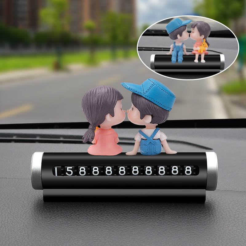Matrículas de estacionamiento temporal de automóviles, decoraciones interiores de automóviles, personalidad linda, suministros creativos para automóviles, placas de teléfono de automóviles móviles