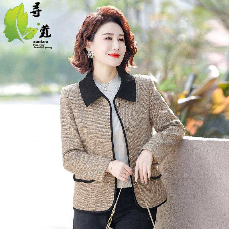 Новая весна и осень мама мода среднего возраста женская куртка среднего и пожилого возраста весенний тонкий кардиган 60-летняя стройная девушка