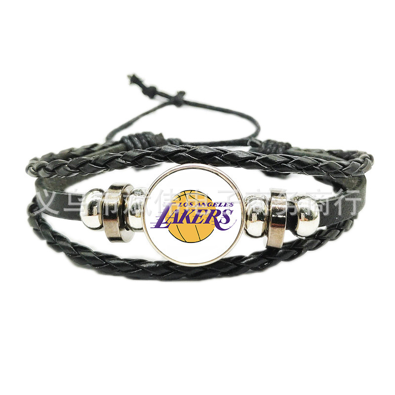 Foreign trade jewelry nba team logo bracelet woven leather rope time gem bracelet basketball fans fashion gift