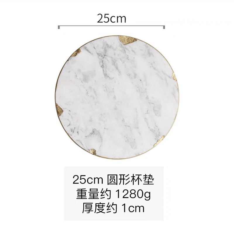 Nórdico ins estilo bandeja de mármol natural lujo oro borde placemat Coaster aislamiento vajilla suave accesorios Decoración