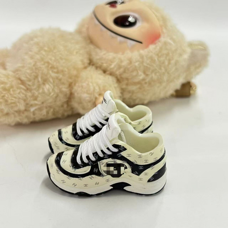 LABUBU Zapatos Rabu Ropa de bebé 17cm felpa vinilo bolso de muñeca colgante para zapatos desnudos caja ciega