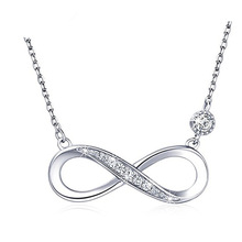 镶嵌8字s925纯银镀14k金项链女 欧美复古日韩简约饰品锁骨链