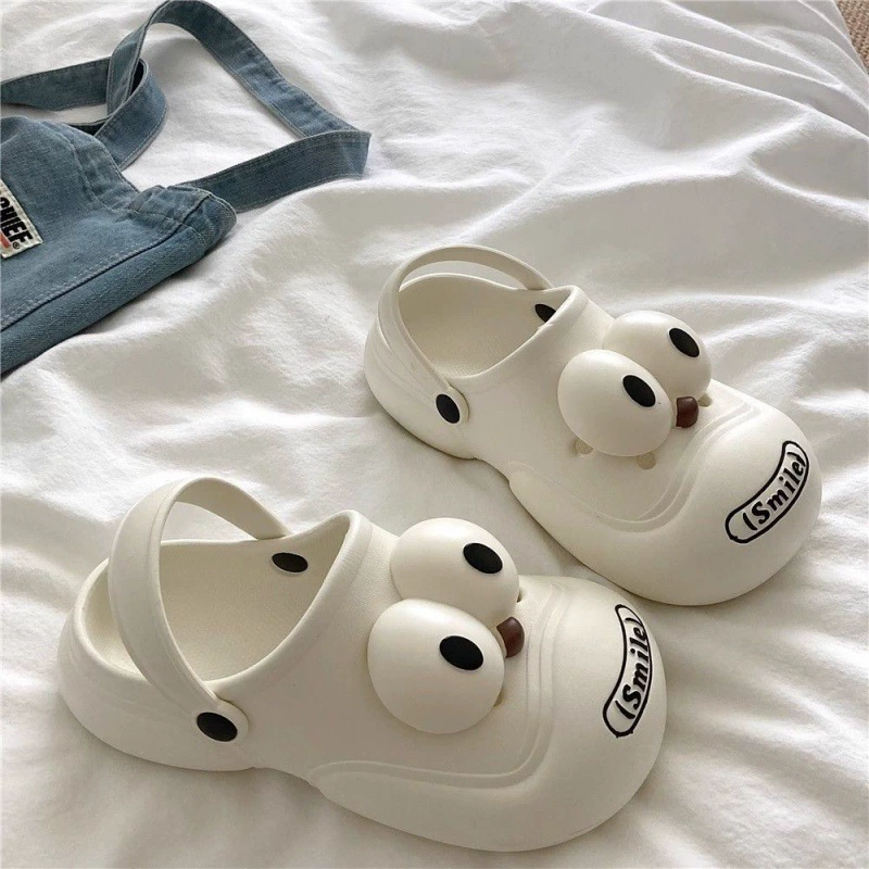 Оптовые отверстия обувь DIY Аксессуары милые смешные большие глаза DIY обувь женщины носят толстое дно чувство дерьма