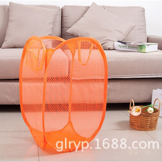 Directo de fábrica nueva cesta de lavandería de malla plegable de color sólido cesta de lavandería de almacenamiento transpirable cesta de almacenamiento de artículos diversos de juguete