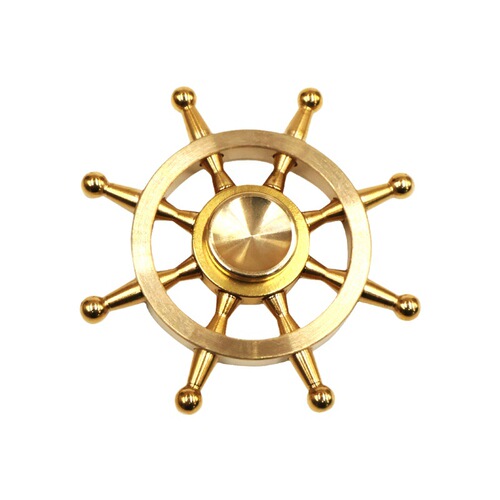 Brass Desktop Small Boat Rudder Ornament Creative Decor Item Rotating Top Windmill Handle Piece Good Fortune Stress Relief Top