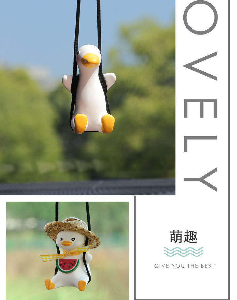 Cross-Border Swing Duck Internet Celebrity Duck Car Interior Rearview Mirror Hanging Ornament Car Decoration Automotive Supplies Crafts