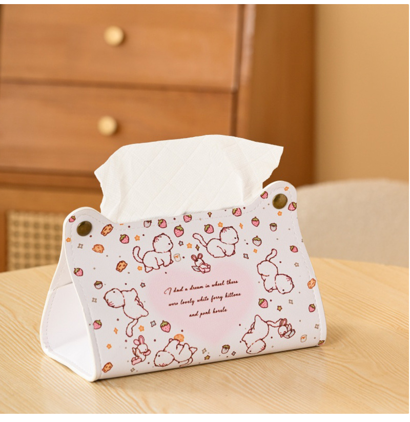 Home tissue box for living room, creative dining room, cartoon kitten, car tissue storage, cute heart-shaped cat tissue box set