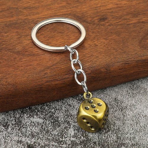 God of Gambling Dice Keychain Zinc Alloy Playing Cards Mahjong Plug Winner Car Ornament Decor Gift Factory Direct Supply
