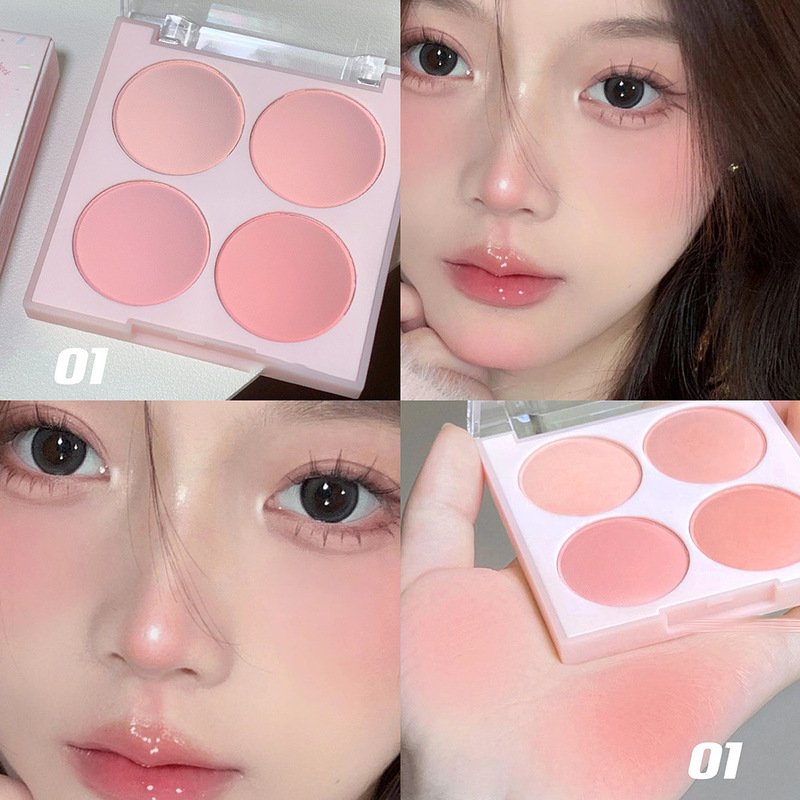 Super tender cream melon! Ice cream four-color blush matte low saturation pink expanded peach nude makeup Super tender cream melon! Ice cream four-color blush matte low saturation pink expanded peach nude makeup