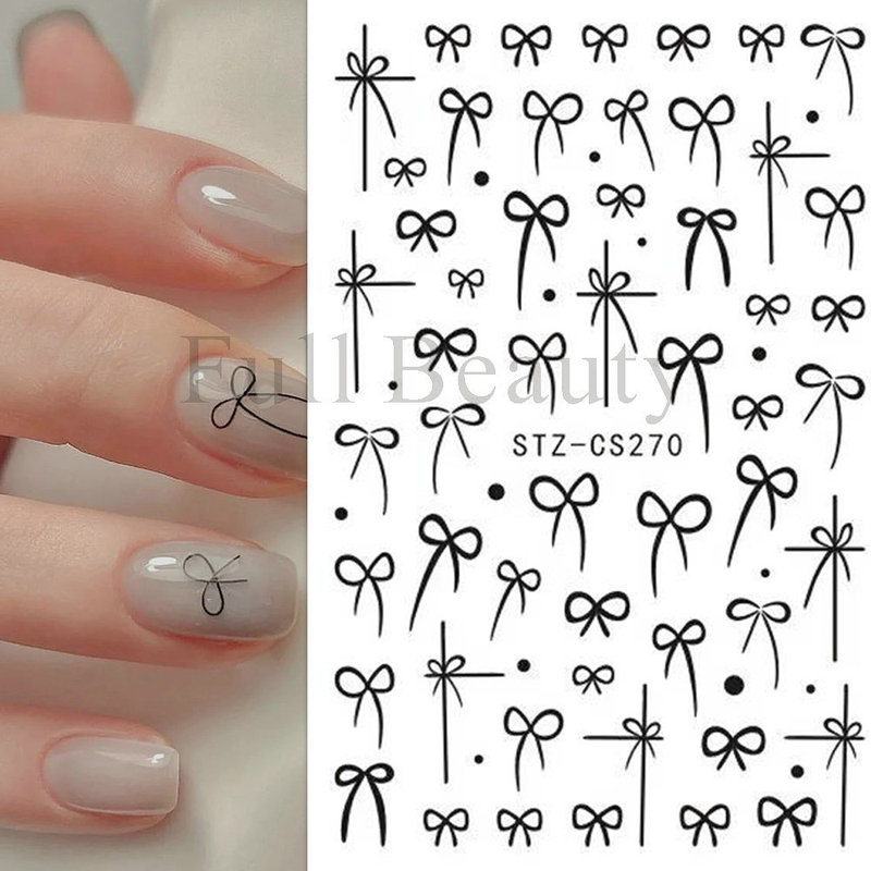 新しいフランスの3dネイルシールの赤い黒いリボンの蝶結びのバックゴムの爪は卸売りのnailを貼ります。|undefined