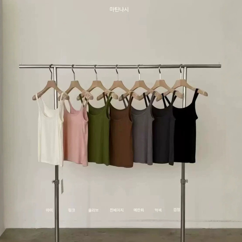 Current Korean Style 2026Lake Solid Color U-Neck Slim Fit Beautiful Back Camisole Base Layer Tank Top Women's Sleeveless Top Current Korean Style 2026Lake Solid Color U-Neck Slim Fit Beautiful Back Camisole Base Layer Tank Top Women's Sleeveless Top