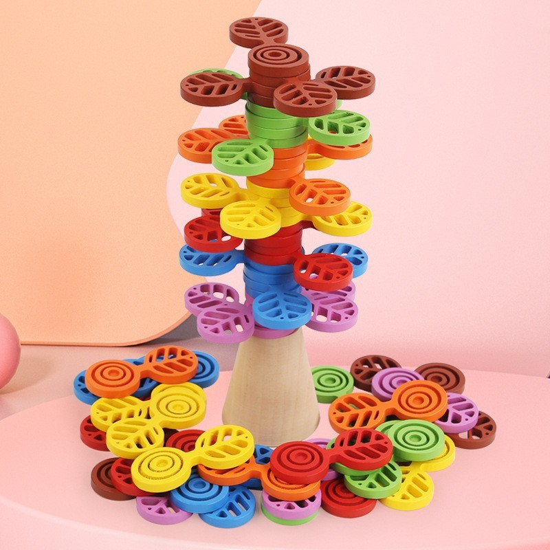 Fuente de la fábrica ventas madera Luna equilibrio bloques construcción inteligencia los niños color jengle pila Torre Juguetes al por mayor menor