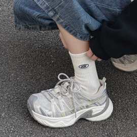 真皮透气厚底增高老爹鞋女新款春季百搭运动休闲鞋xhr51211HP3