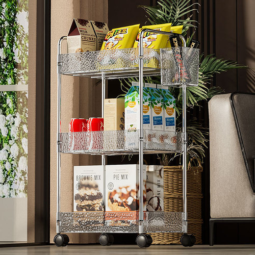 Transparent trolley living room kitchen storage rack cosmetics storage rack removable storage bathroom storage storage rack