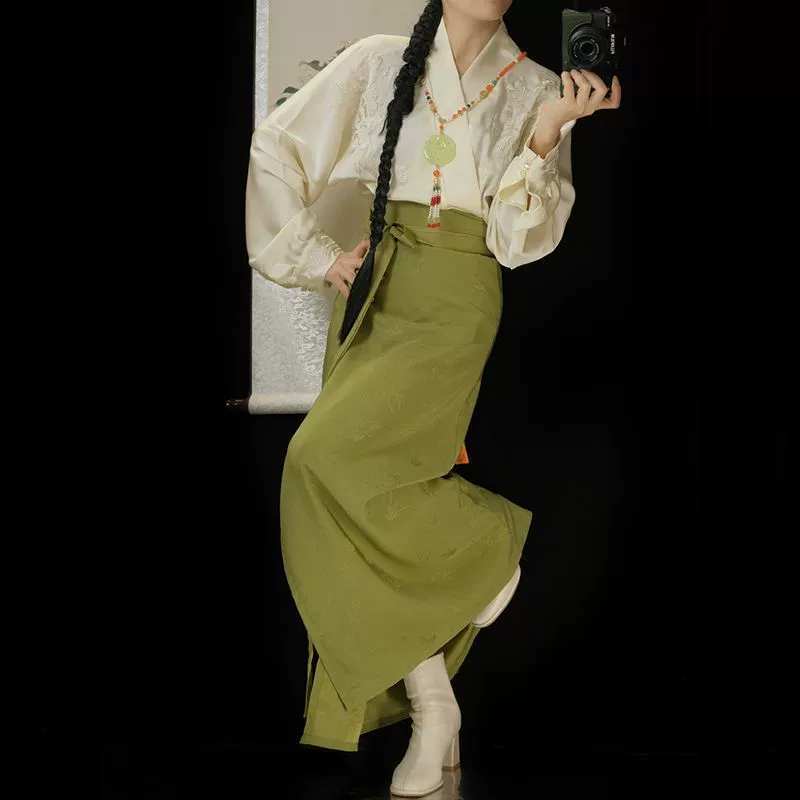 Новый женский топ Hanfu с вышивкой в виде самолета в стиле династии Сун, весенне-летний повседневный цельный костюм с юбкой до талии