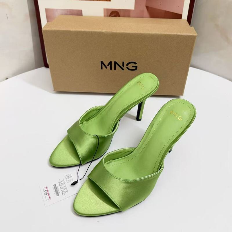 MNG Spain Foreign Trade 2026 Summer New Women's Sandals Pointed Toe Open-Toe Backless High-Heeled Stiletto Shoes for Women