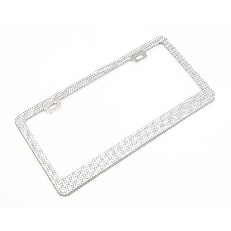 Stainless Steel License, Yà mǎ License plate holder/license plate holder - square-hole-pointed-acrylic-white-rhinestones