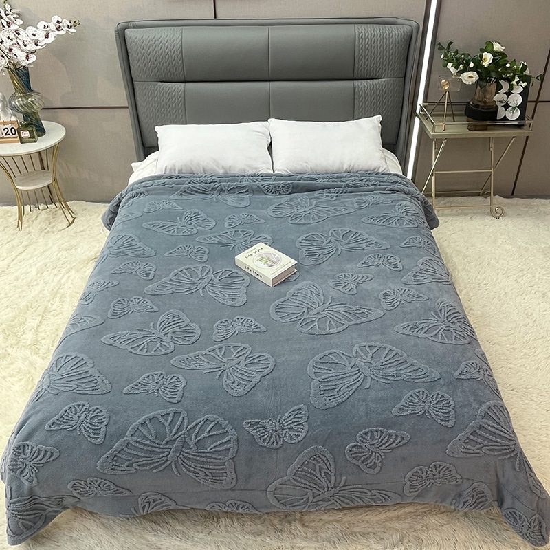 Comercio electrónico transfronterizo 2025 Pagoda de flores de mariposa Manta de terciopelo de cordero Manta gruesa y cálida Manta de color sólido de comercio exterior