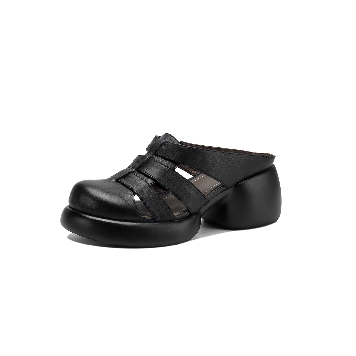 Sandal cao gót nữ mũi hở phong cách La Mã đế dày 6 cm — đen chi tiết 28