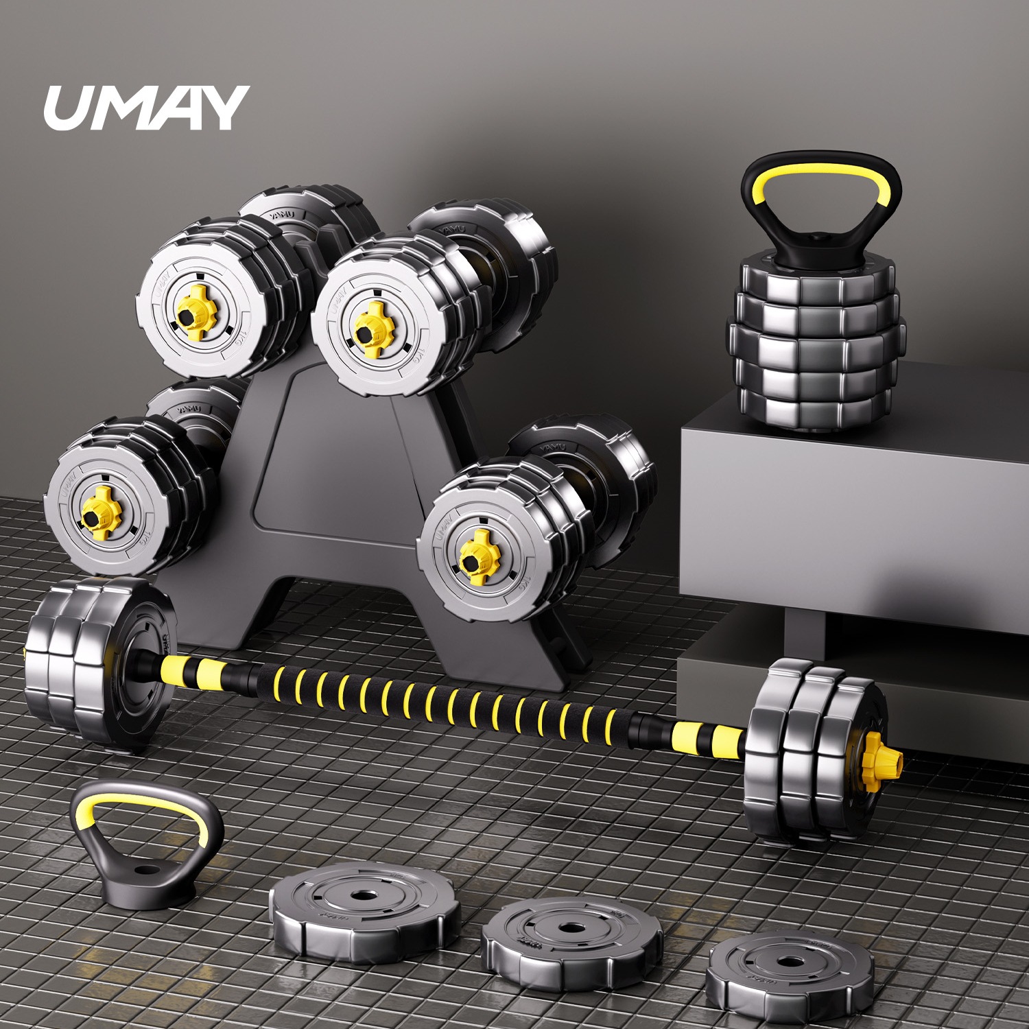 Dumbbell Men's Fitness Home Exercise Equipment Adjustable Weight Men's Barbell Sports Set Kettlebell Dormitory