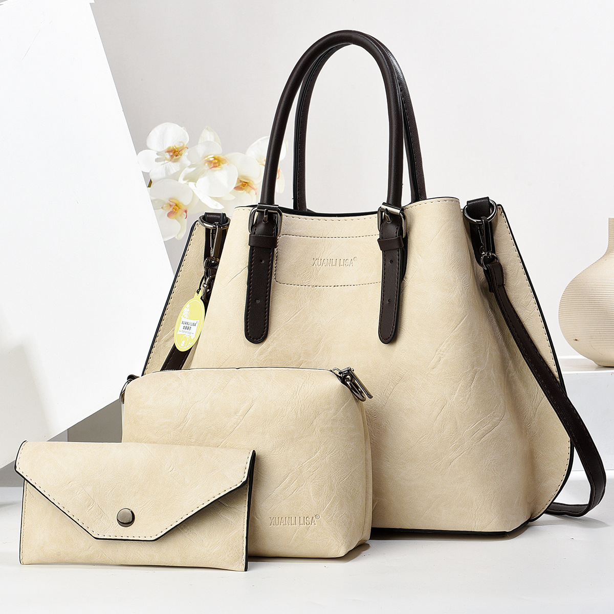 Bolso de cuero suave retro bolso de mano con textura bolso de madre e hijo bolso de mensajero de un solo hombro bolso de mujer simple y versátil bags de comercio exterior