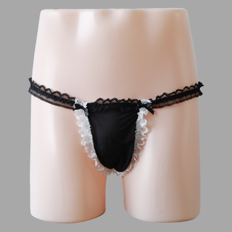 String sexy pour homme en dentelle élastique, sans déshabillage, sous-vêtement en soie glacée, livraison directe 3205_voghion.com