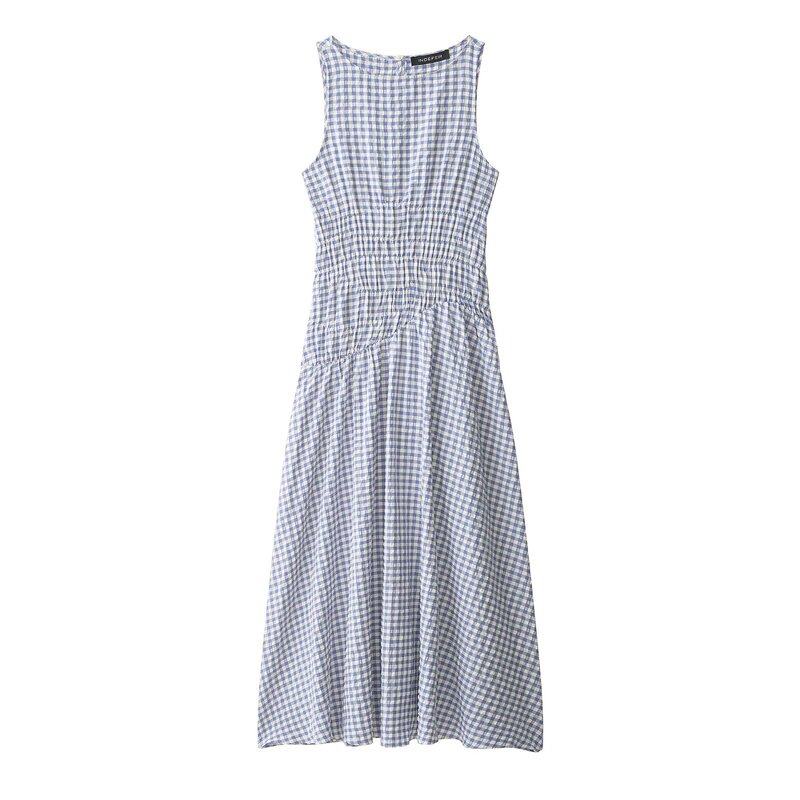 Bsk&Traf Women's Clothing 2026 Spring New Style Simple and Fashionable Small Plaid Midi Dress 3152308