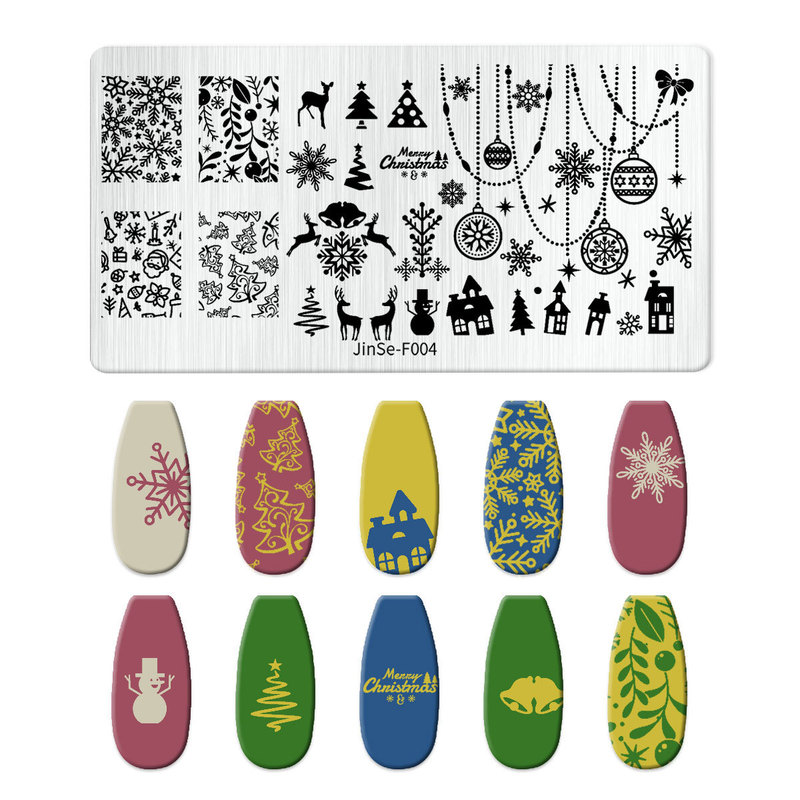 美甲印花钢板爆款雪花圣诞 NailSteelPlate转印指甲模板工具批发|undefined