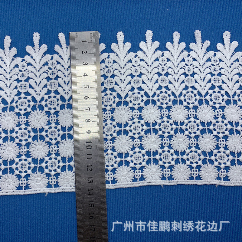 Nuevo 10cm encaje soluble en agua no elástico encaje hueco pestañas encaje blanco leche código de barras accesorios de ropa infantil