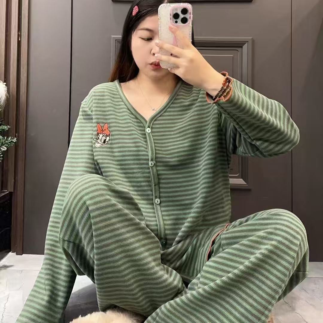 Hot Recommendation: Autumn New Cartoon Daisy Warm Velvet Button Cardigan Home Wear Light Luxury Western Style Slimming Suit