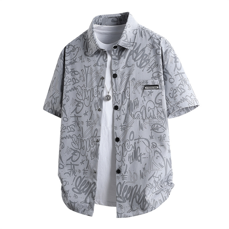 Floral Shirt Men's Short-Sleeved Shirt 2025 New Style Commuting to Work Versatile Shirt American High-End Summer Jacket