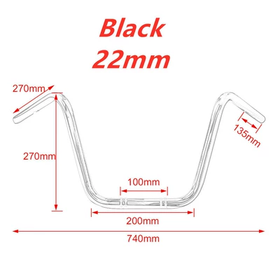 Motorcycle Modified Handlebar Retro Harley Handlebar 22mm 25mm Direction Handlebar Prince High Handlebar Faucet Handlebar (Motorcycle Safety Supplies) - heater-handle-22-black