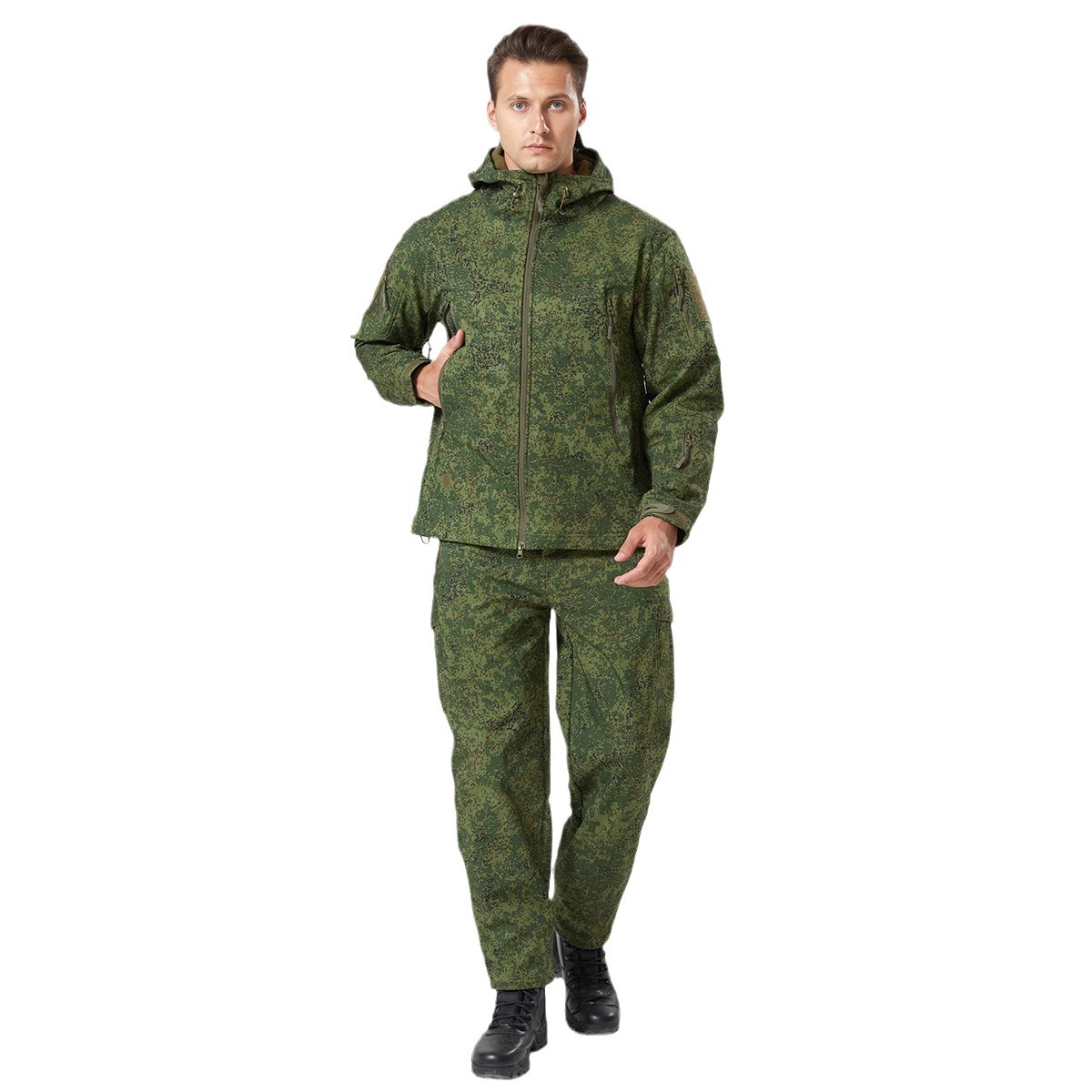 Men's fleece waterproof cycling and mountaineering soft shell tactical outdoor camouflage charging jacket_voghion.com