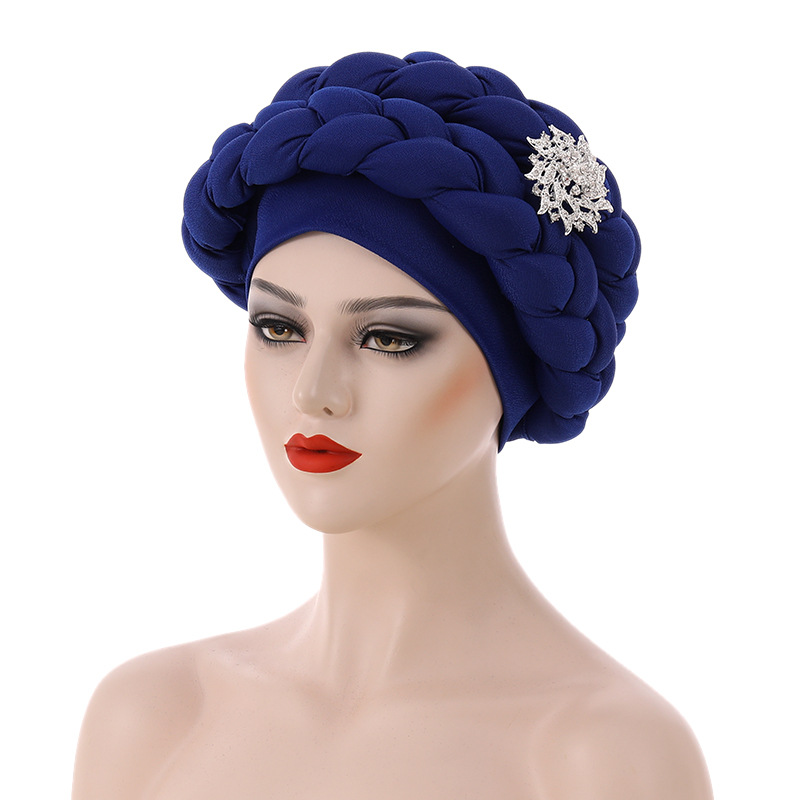 Muslim hat Autumn African hand-braided hat with accessory turban wrap_voghion.com