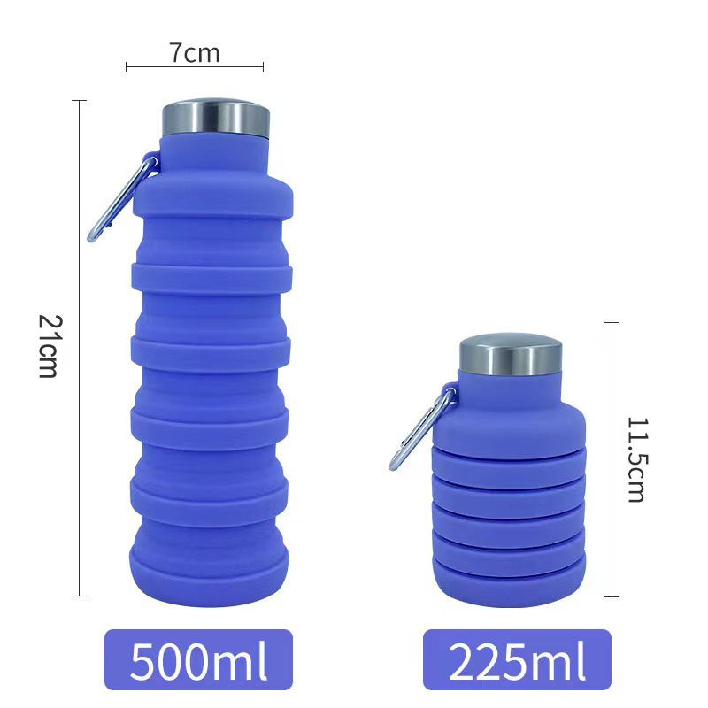 亚马逊爆款旅硅胶可折叠水壶500ml创意骑行伸缩杯便携式户外水壶|undefined