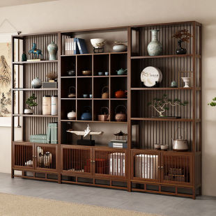 Solid Wood New Chinese-Style Tea Display Cabinet Tea Room Tea Cabinet Modern Simple Multi-Treasure Cabinet
