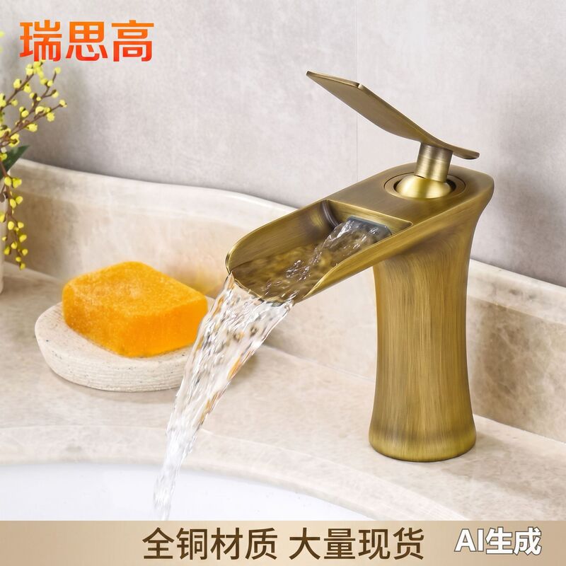 European-Style Waterfall Faucet, Basin Faucet, Washbasin Faucet, Countertop Basin Faucet, Undermount Basin Faucet, All-Copper Faucet European-Style Waterfall Faucet, Basin Faucet, Washbasin Faucet, Countertop Basin Faucet, Undermount Basin Faucet, All-Copper Faucet