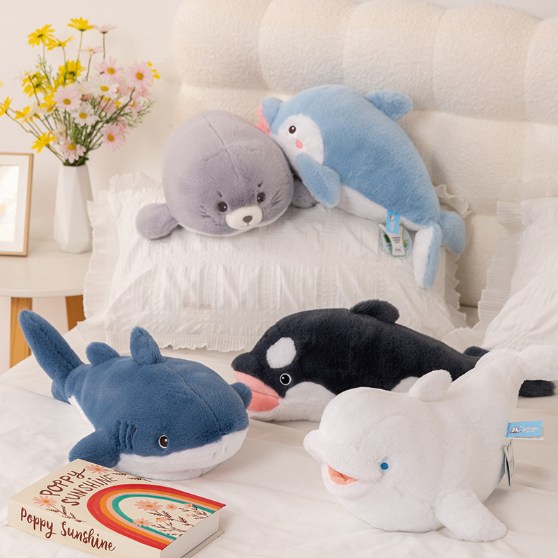 Set Dudu Happy Ocean Series Beluga Seal Shark Dolphin Plush Doll Sleeping Pillow Wholesale