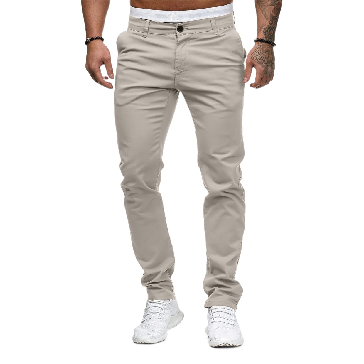 Suministro transfronterizo Comercio exterior otoño nuevos pantalones casuales de los hombres europeos y americanos de estilo delgado de los hombres pantalones casuales de color sólido al por mayor