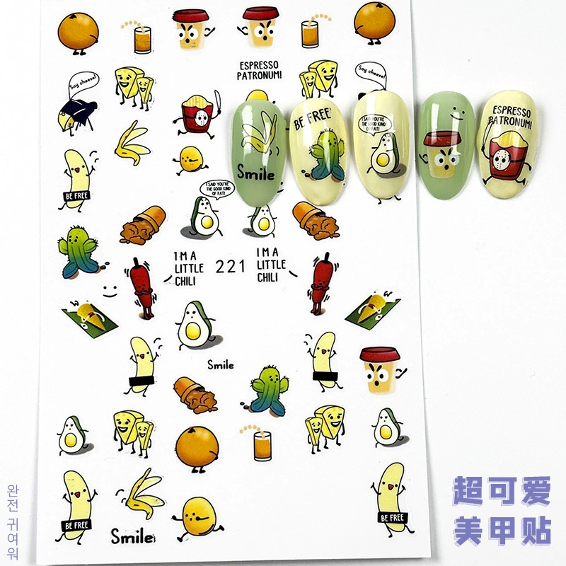 EB217-232 шоколадное мороженое милые детские наклейки для ногтей фрукты мультфильм черный кот наклейки для ногтей