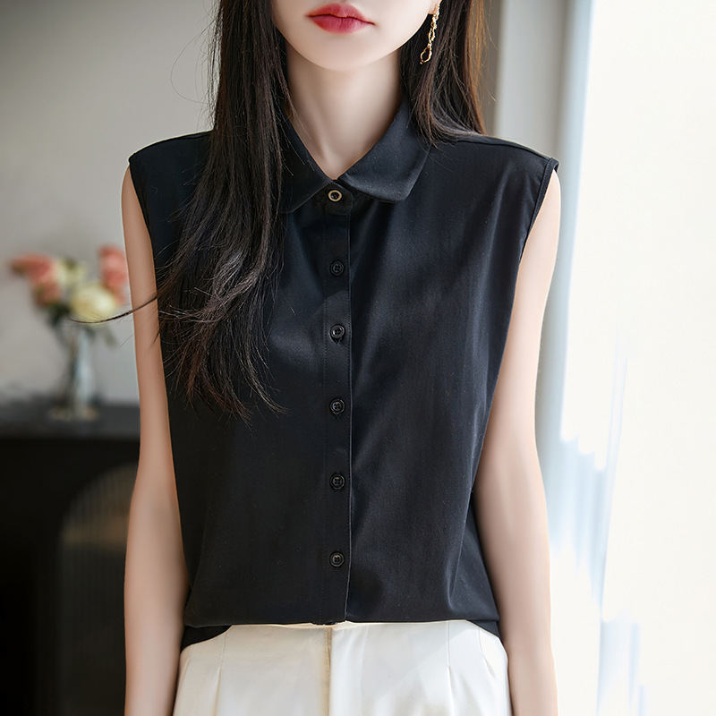 Cotton Sleeveless Shirt Women's Spring and Summer New Fake Collar Korean-style All-match Base Professional Base Shirt Small Vest for Women Cotton Sleeveless Shirt Women's Spring and Summer New Fake Collar Korean-style All-match Base Professional Base Shirt Small Vest for Women