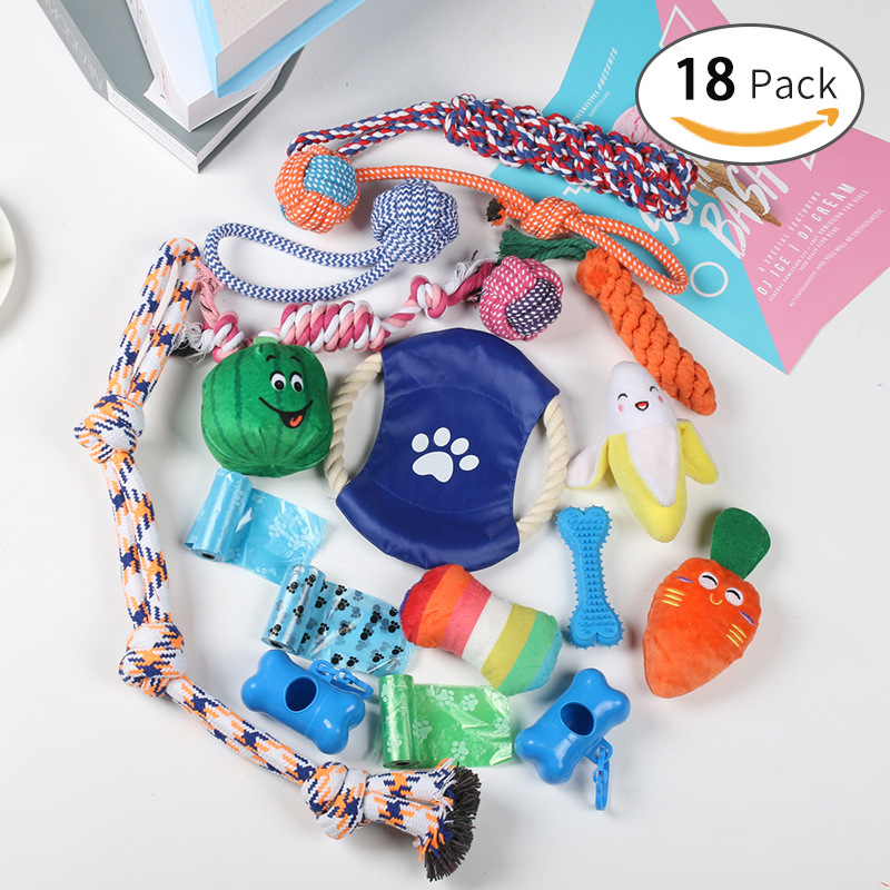 El popular juego de juguetes para la dentición de perros de Amazon, juguete de cuerda de algodón para mascotas, resistente a las mordidas, alivia el aburrimiento, suministra juguetes de autoentretenimiento.