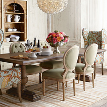 复古创意大板桌法式轻奢做旧长桌原木休闲家用会客桌实木美式餐桌