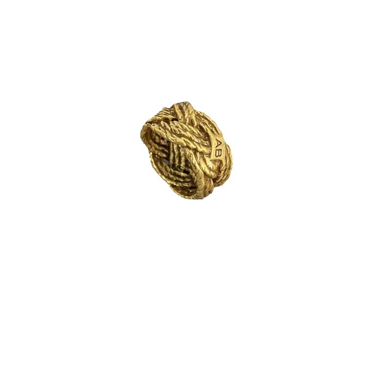 Jewelry & Accessories French fashion niche designer ring fashionable retro twisted metal chain wheat ear braided ring_voghion.com