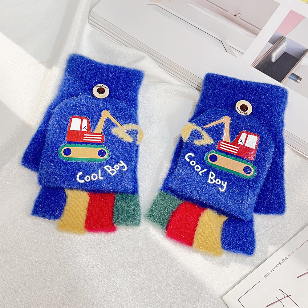 Niños guantes de conejo de orejas largas lindos y cálidos, cinco dedos, escritura de punto a prueba de frío y viento, guantes para niñas