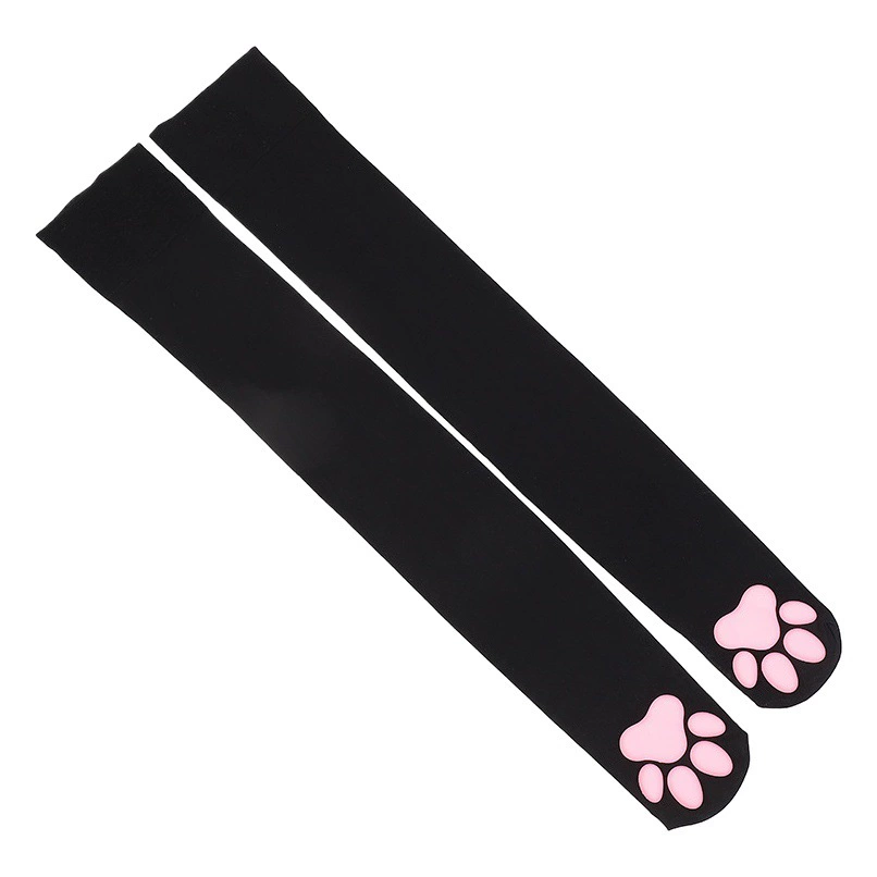 Японские аниме-носки с кошачьими лапками, 3D-носки с кошачьим принтом, черные шелковые носки JK, высокие носки выше колена, оптовые поставки напрямую.