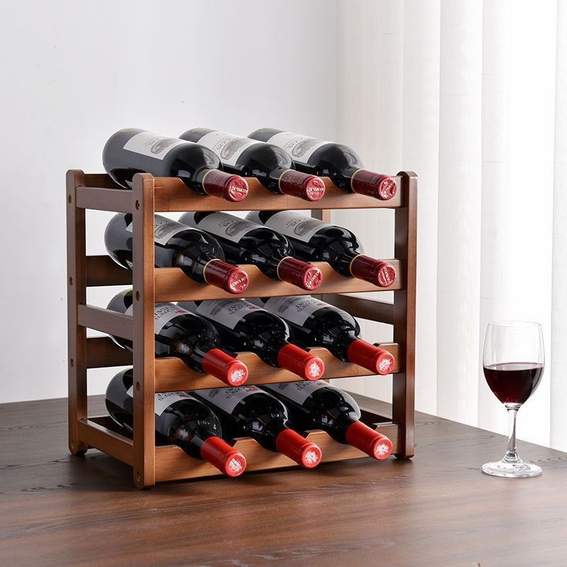 Bamboo Desktop Wine Rack, Wine Bottle Holder, Inclined Wine Display Rack, Bamboo Multi-Bottle Wine Cabinet Display Rack, Light Luxury