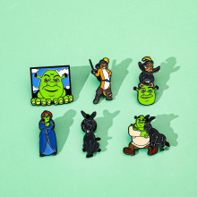 欧美卡通影视怪物史瑞克人物金属徽章史莱克贫嘴驴合金胸针配饰