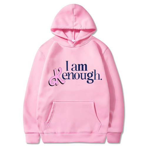 I Am Kenough Letter Print Hooded Sweatshirt for Men and Women
