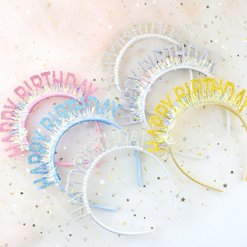Bright bead birthday hat glitter happybirthday happy birthday headband headband hairpin birthday party